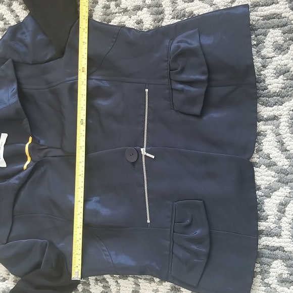 (L) Andy The-Anh Metallic Navy Blazer Black Tie Occasion Luxury Formal Office - Picture 5 of 8